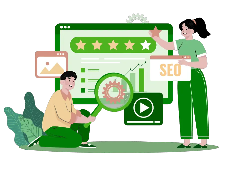 Illustration of digital marketing and SEO